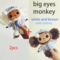 2pcs high quality cheburashka big eyes monkey plush toys russia animals monkey stuffed dolls kid sleep appease doll for children