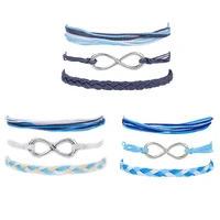 3pcsset number 8 infinity braided bracelet set for women men friendship gifts string rope hand woven bracelet charm jewelry
