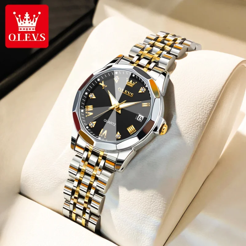 Фото Часы OLEVS 9931 Elegance для женщин, из нержавеющей стали, с календарем, спортивные, роскошные, светящиеся, кварцевые, наручные часы для женщин. №3