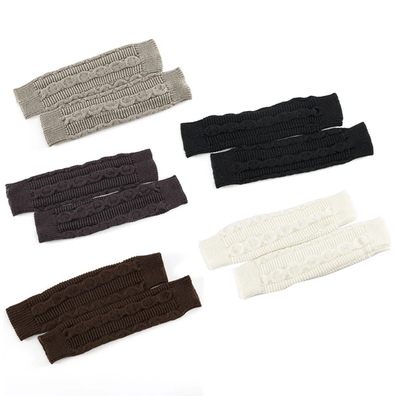

5 Pairs Knitted Arm Warmers Gloves Winter Long Fingerless Gloves Thumb Hole Gloves Mittens For Women And Men