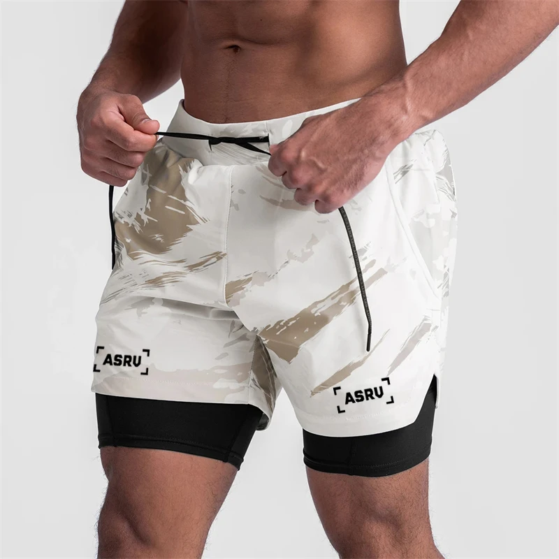 

Summer Sports Men's Shorts 2 in 1 Camo Shorts Jogger Running Workout Fitness Training Multifunctional Pants Quick Dry Gym Shorts