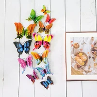 new 12pcsset 3d double layer pteris butterfly wall sticker home decoration colorful butterflies on wall magnet fridge stickers