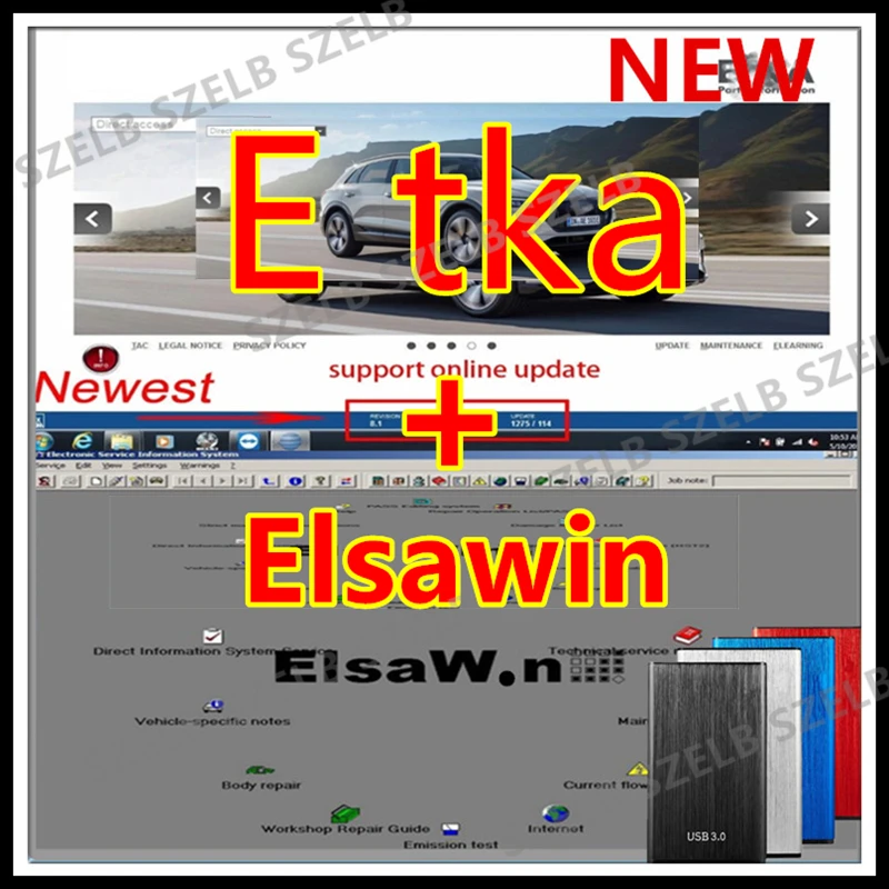 Фото Новейший Etka 8.3 ELSAWIN 6.0 новейшее программное обеспечение для обслуживания груповых автомобилей, каталог электронных запчастей, подходящий для V/W AU/DI SE/AT SKO/ №1