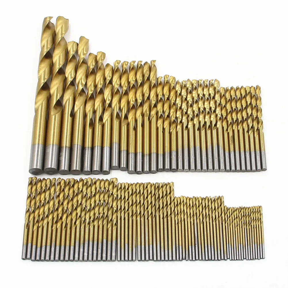 

99 Pcs HSS Twist Drill Bits Titanium Coated Bits Set 1.5-10mm W/ Case For Wood Metal Drilling Power Drill Tool Accessories