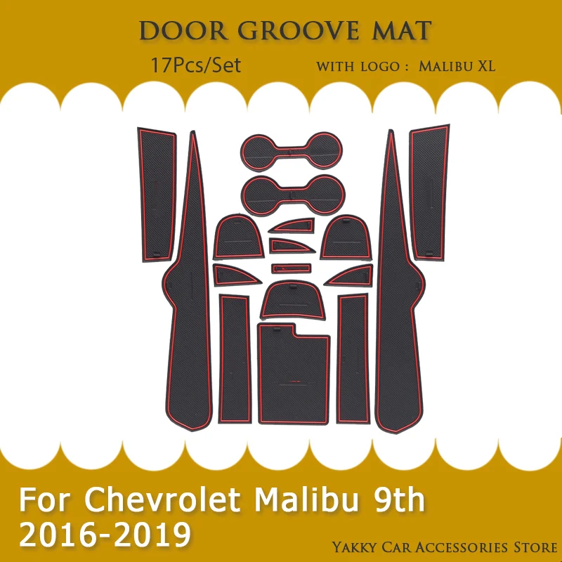 

Non Slip Door Groove Mats For Chevrolet Malibu 9th 2016 2017 2018 2019 Car Anti-dirty Mat Rubber Slot Hole Pad Interior Sticker