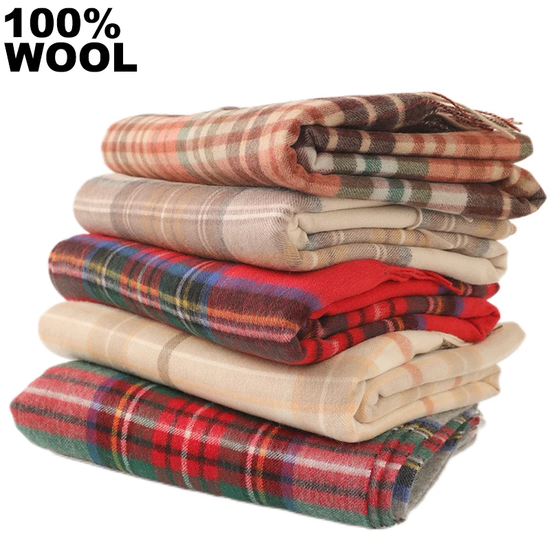 

Wool Blanket for Office Lunch Break Car Home Warming in Autumn and Winter with British Plaid Tassel Skin Friendly Soft