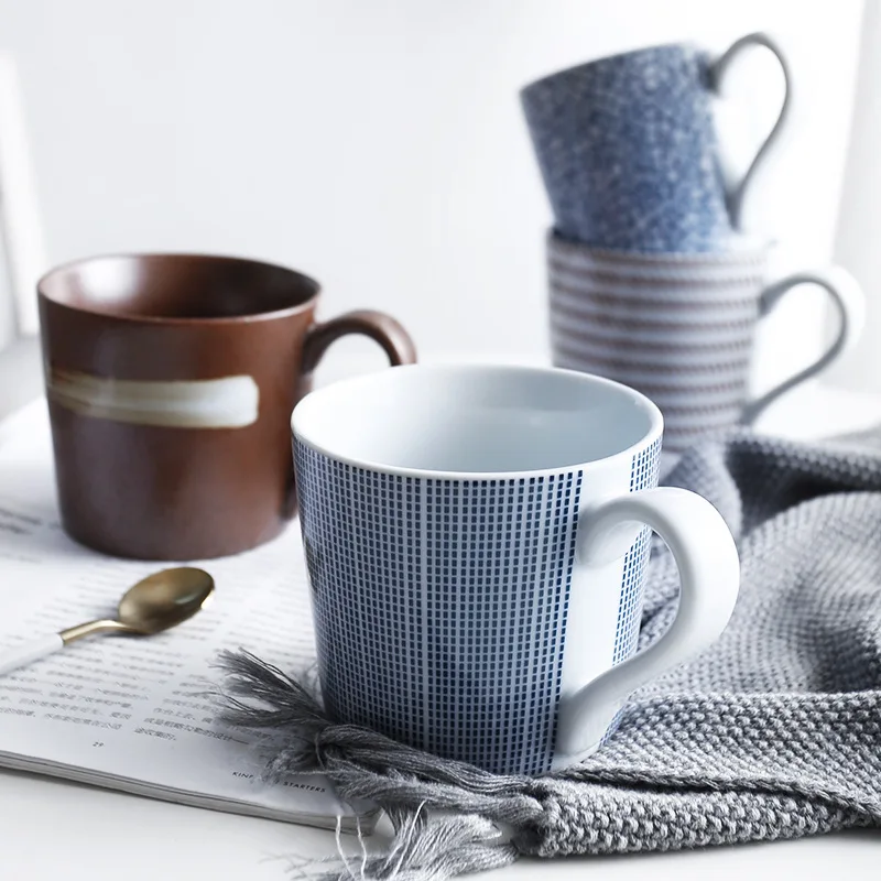 

Japanese retro mug creative home ceramic cup drinking tea cup coffee cup couple cup gift big mouth cup