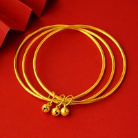24k gold color bells bracelets for women vintage hollow bracelet bangle exquisite luxury wedding birthday fine jewelry gifts
