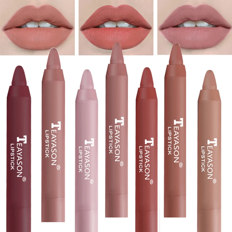 

Matte Velvet Crayon Lipsticks Pencil 12 Colors Waterproof Lasting Nude Lipstick Easy To Wear Red Batom Lip Tint Pen Cosmetic