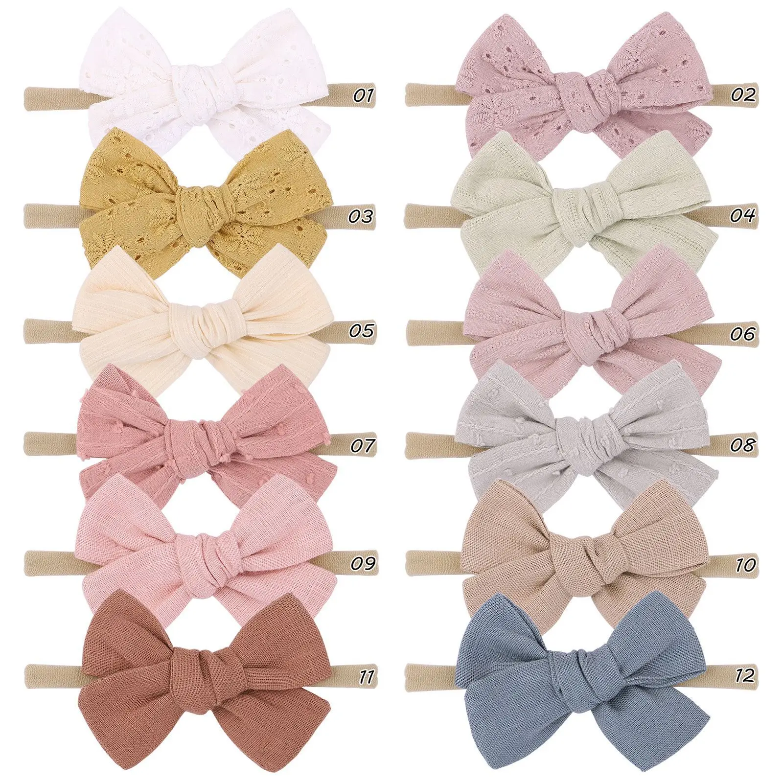 

Skin Traceless Nylon Baby Headbands Solid Color Fabric Bow Styles Girl Kids Headwear Toddler Head Decoration Accessories