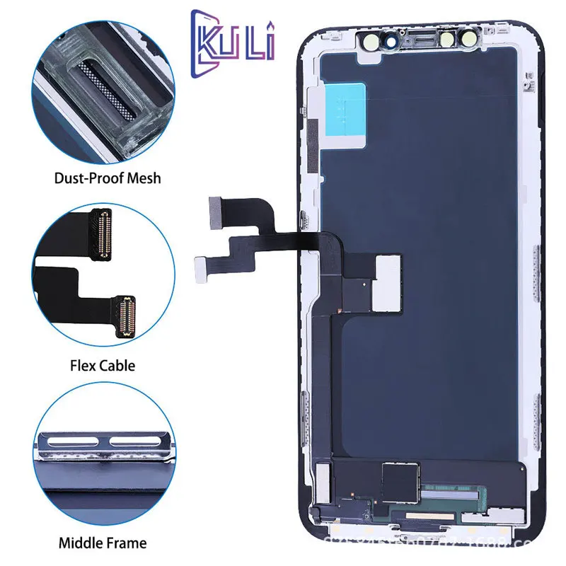 Фото ЖК-дисплей KULI для IPhone X XS XR, сменный жидкокристаллический сенсорный монитор для IPhone 11 12 Pro Max, бесшовный комплект №2