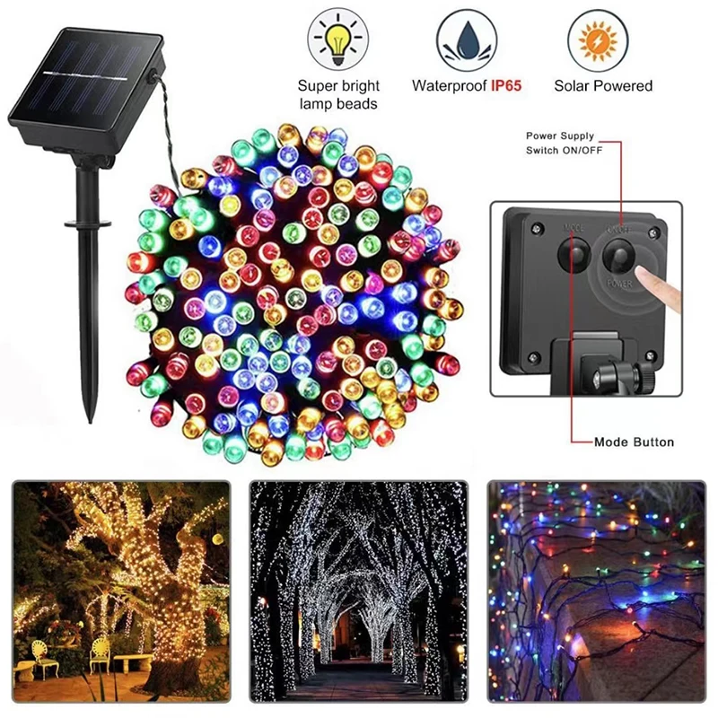 Solar String Light Fairy Garden Waterproof Outdoor Lamp 6V Garland For Christmas Xmas Holiday Party Home Decoration