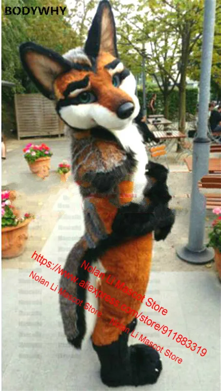 Заводская розетка длиннохвостый хаски собака лиса Волк Талисман Костюм унисекс
