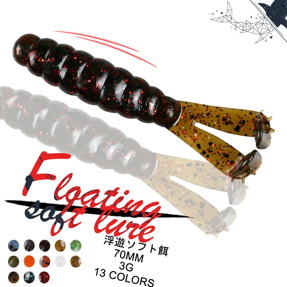 

Мягкая Рыболовная Приманка 7 см/3 г, 6 шт./партия, пластиковый червь с двойным хвостом, Мягкая приманка, плавающий силиконовый воблер, искусств...