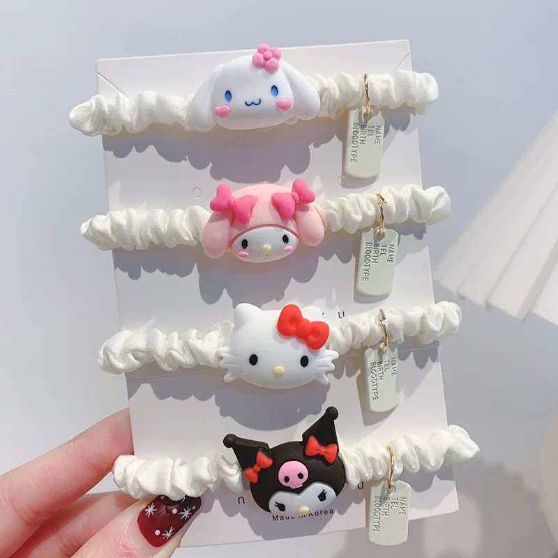 

Sanrio hellokitty kuromi mymelody Cinnamoroll милое кольцо для волос маленькая свежая веревка для волос сетчатая красная мультяшная резинка для волос kawaii