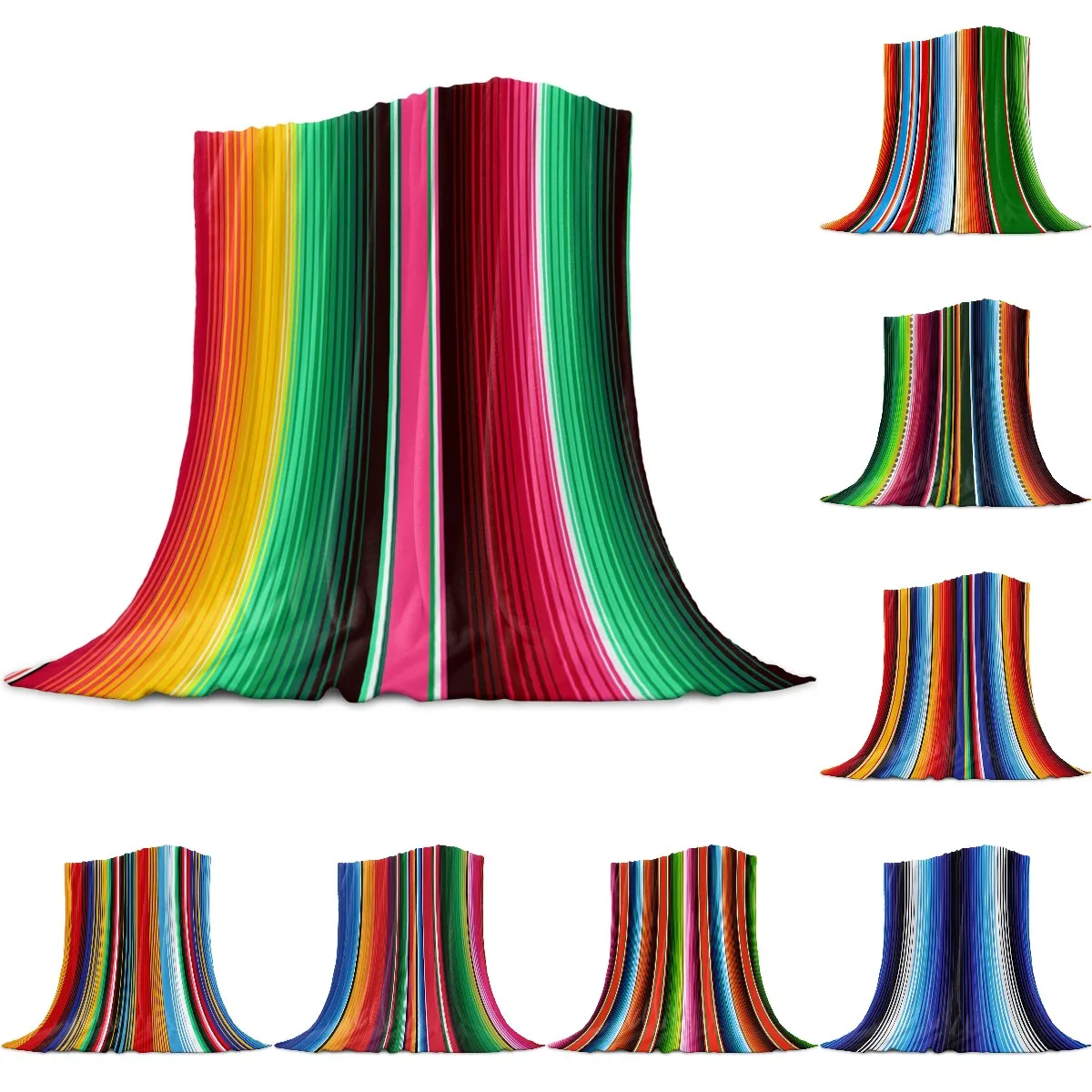 

Мексиканские полосы красочные полосы кораллового флиса одеяло мягкие теплые путешествия пледы одеяла взрослые дети зимние ТВ одеяла King