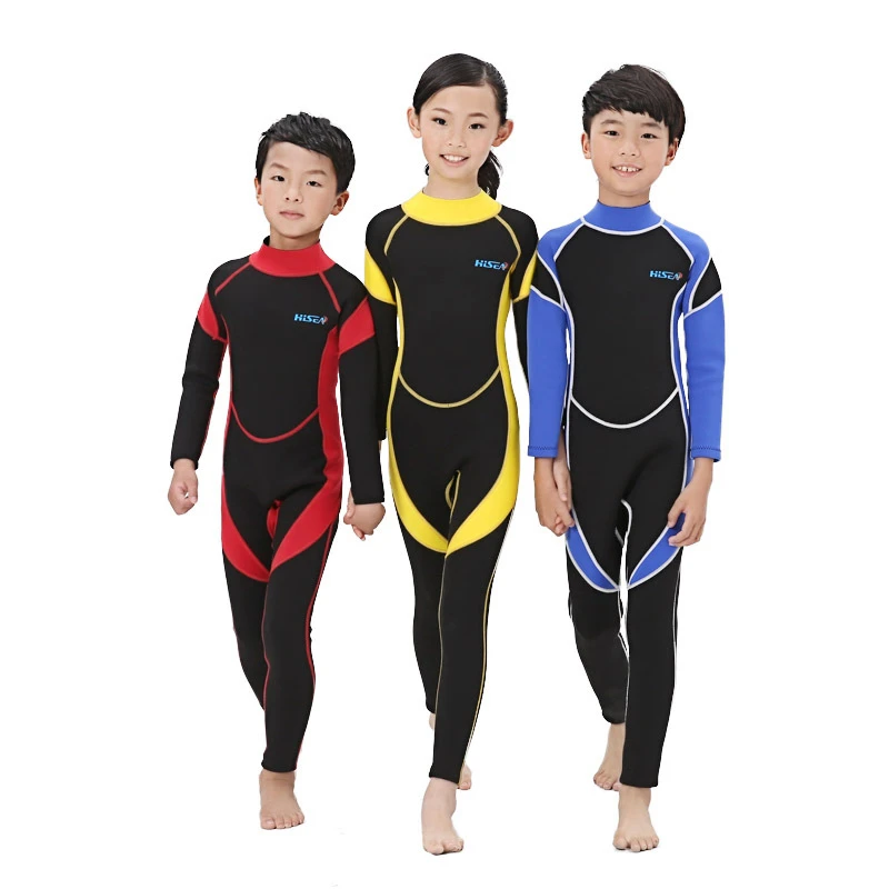 

2.5MM Neoprene Wetsuits Kids Swimwears Diving Suits Long Sleeves Boys Girls Surfing Children Rash Guards Snorkel One Pieces