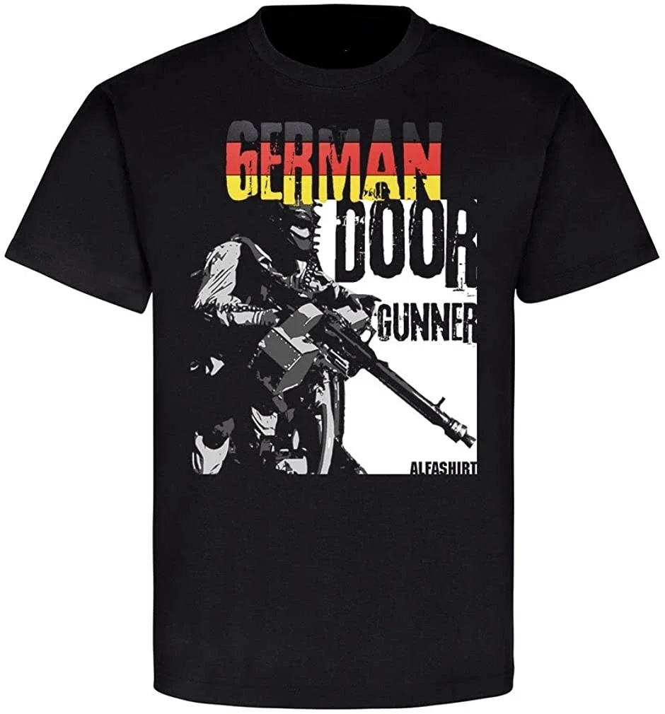 Немецкий альфа-Gunner UH 1 вертолет ISAF MG3 летняя хлопковая Футболка с круглым вырезом