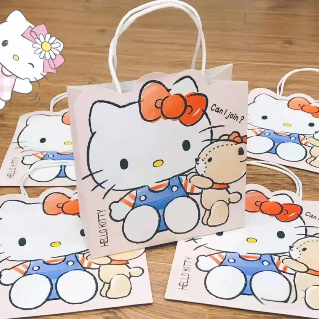 

Симпатичная мультяшная Сумка-тоут Kawaii Kitty, сумка для подарков на день рождения, сумка для упаковки, бумажный пакет, подарочный пакет