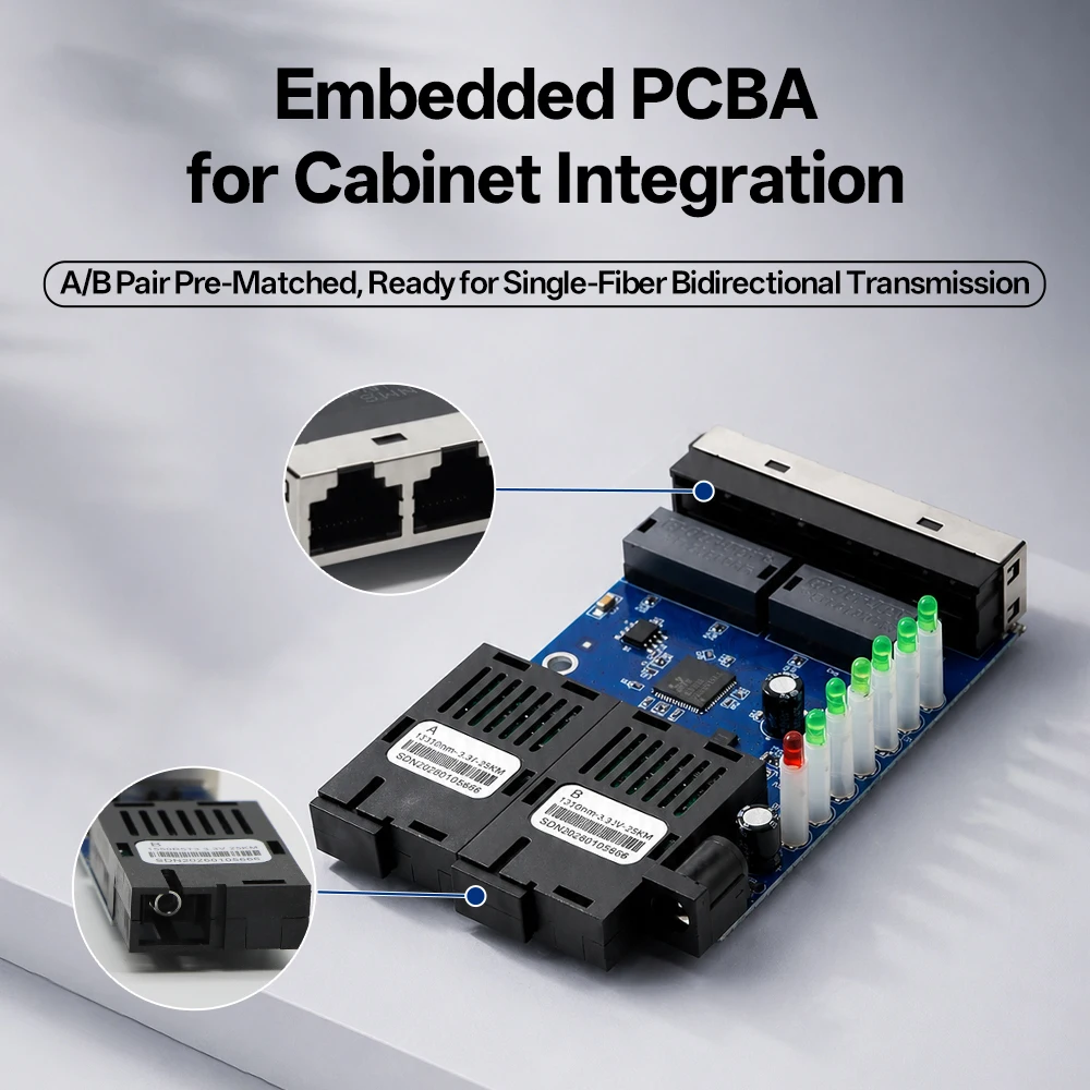 Медиаконвертер Ethernet BYXGD 2F4E 2 SC 4 RJ45 BIDI 25 км, Plug & Play, 10100 Мбитс, с автоматической согласовкой скорости, для систем видеонаблюдения, NVR, IP-камер и сетей (art.: 3920dad19b59d) - 3920dad19b59d