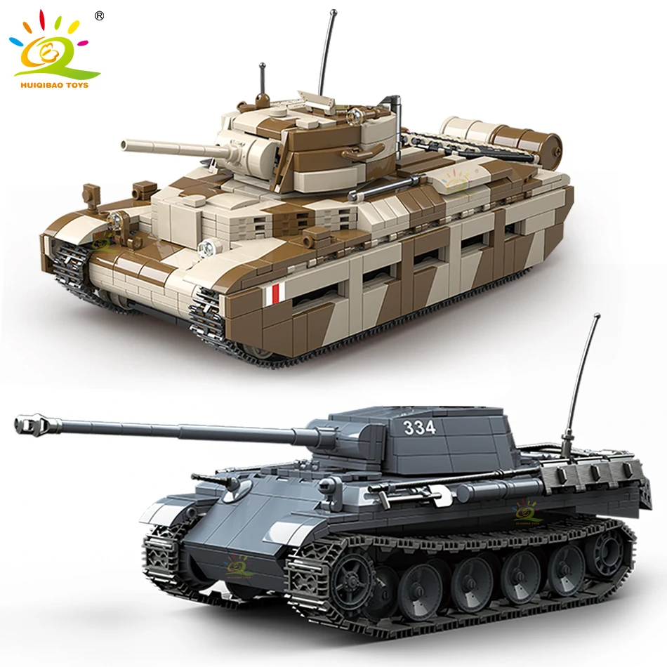 

HUIQIBAO WW2 Military Infantry Tank A12 Medium Tanks G Model Building Blocks Army Soldier Weapon Battle Bricks Toys For Children