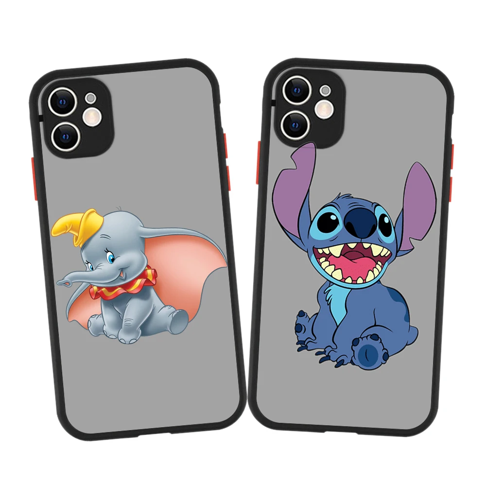 

BANDAI Bambi Stitch Frame Matte Hard PC Protective Phone Case For iPhone 13 Pro Max 12 11 Pro XS Max 8 7 Plus X XR SE 2020 Shell