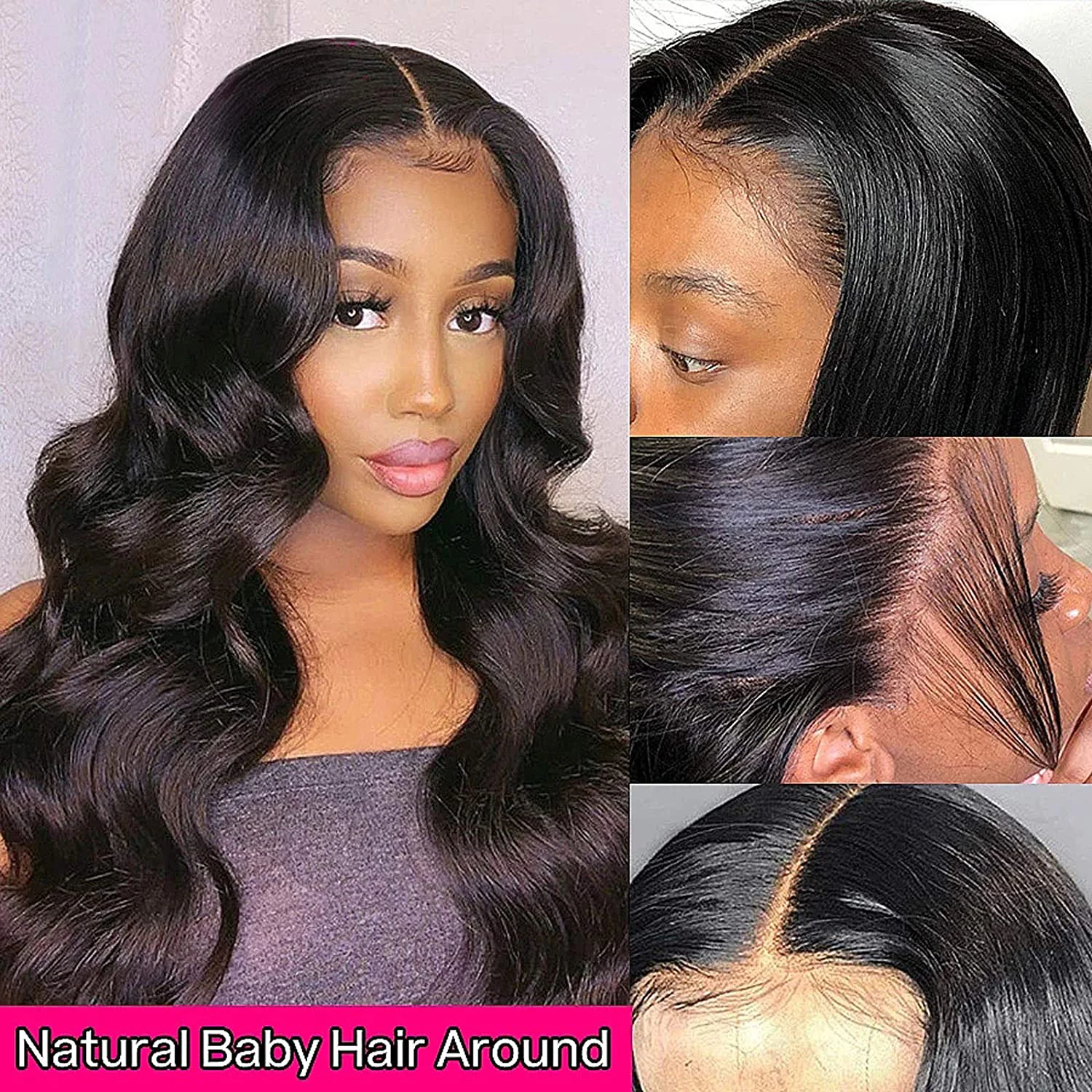 Парик женский прозрачный из натуральных волос 13x4 без клея