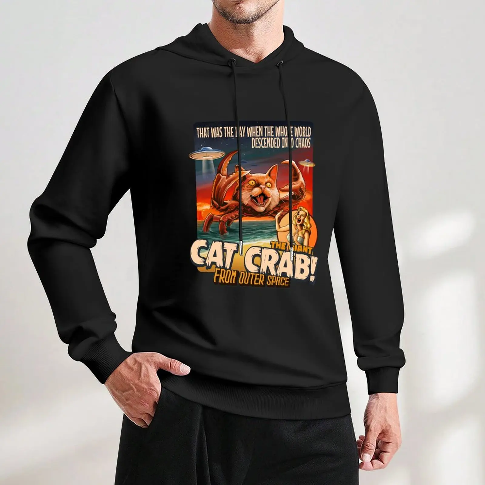 Пуловер с капюшоном Giant Cat Crab мужская одежда в японском стиле толстовка