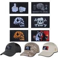 hook and loop skull patch custom military patch locomotive embroidery clothing vest jacket hat rock punk badge death patch