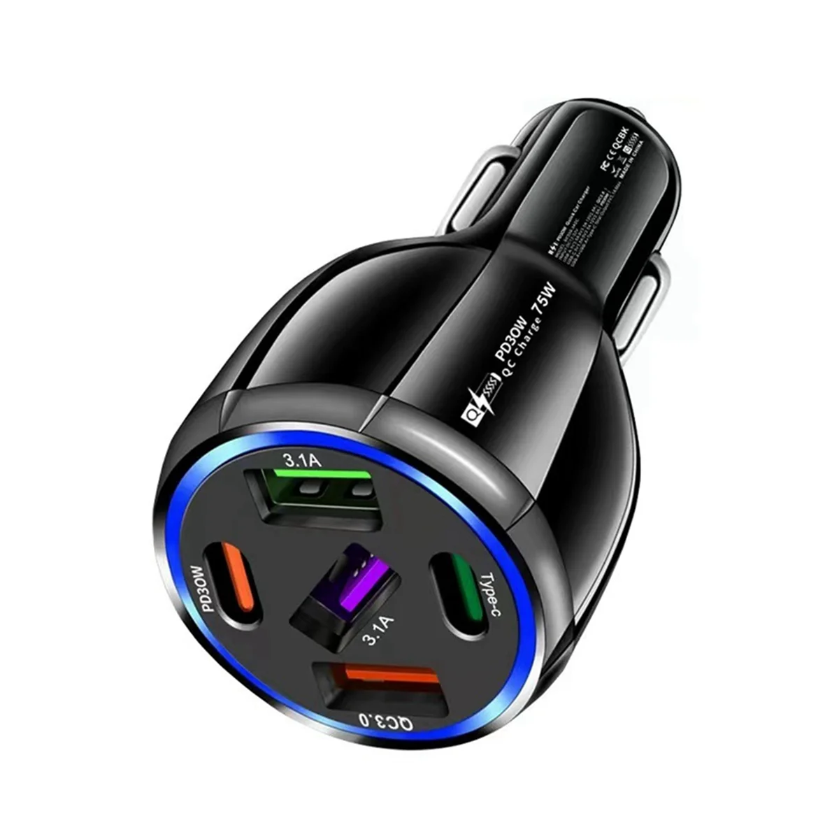 Автомобильное зарядное устройство 75 Вт USB Тип C адаптер питания для быстрой