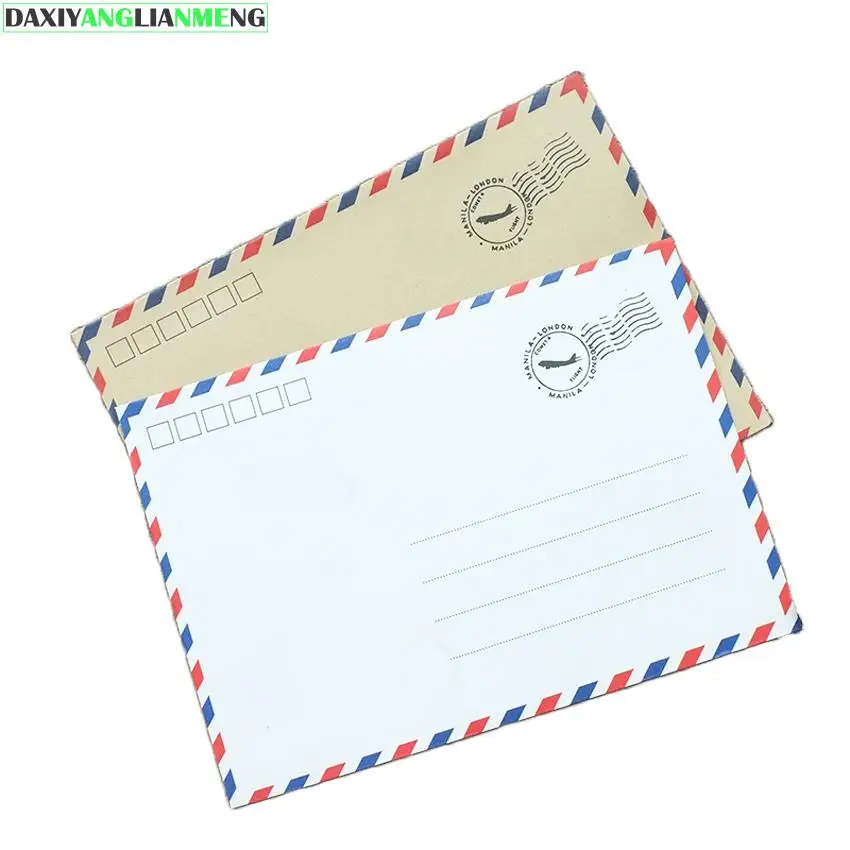 

100pcs/lot 17.5x12.5cm / 6.8"*4.8" Kraft Paper mailer/reto Pattern Edge Air Style Envelope, Postcard Cover Free Shipping