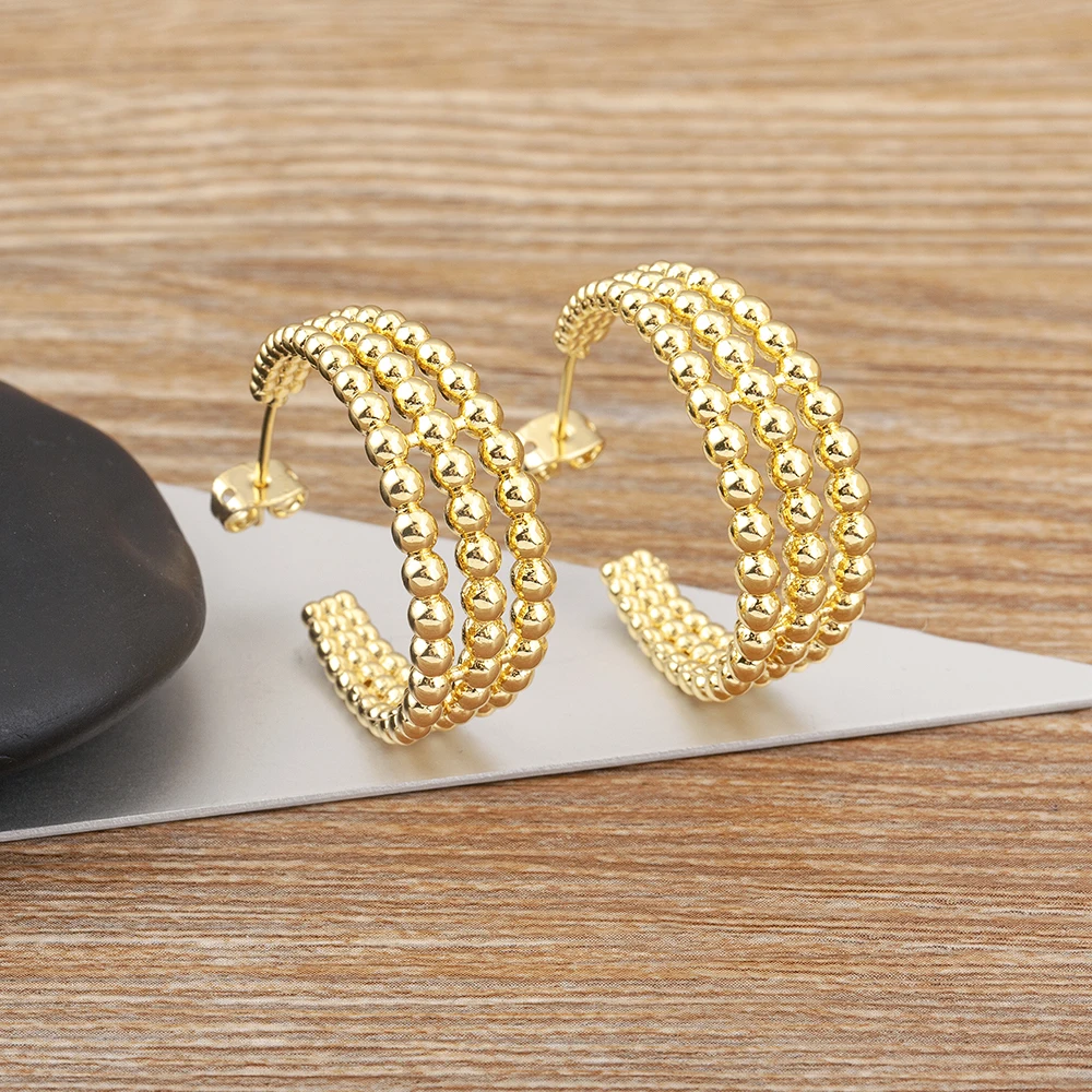 

Nidin Trend Punk Style Geometric Earrings for Women Girls Luxury Gold Plated Hoop Ear Jewelry Party Engagement Aesthetic Gifts