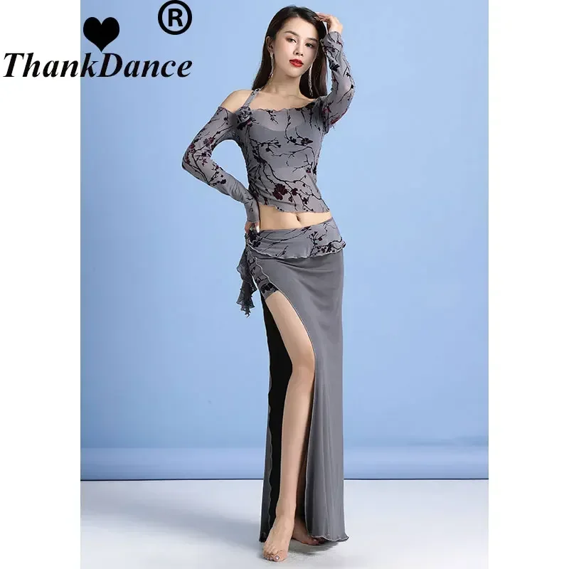 Женский костюм для танца живота восточных танцев из модала с принтом топ юбкой