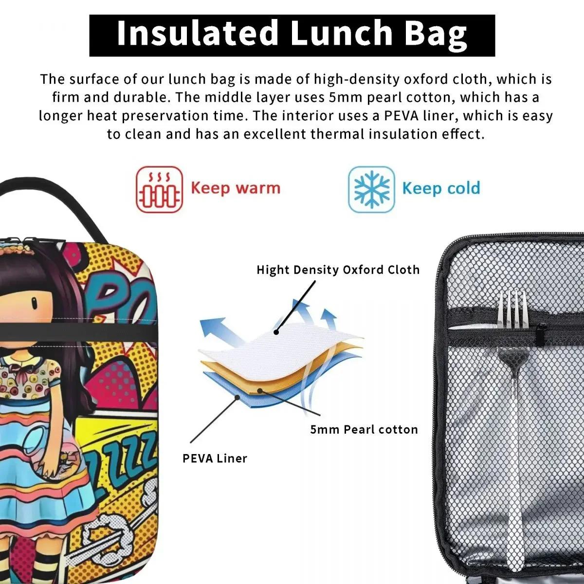 Теплоизолированная сумка для ланча санторос Gorjuss Контейнер еды Портативный