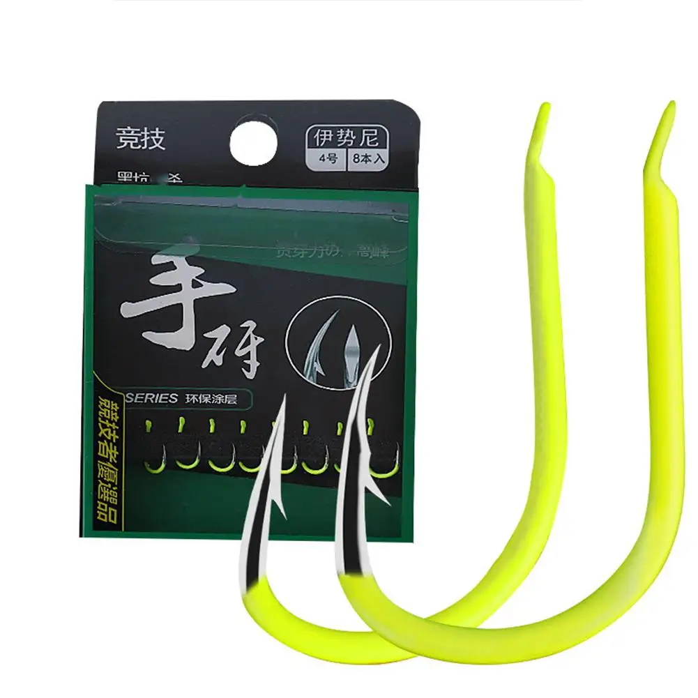 

8 Pcs/box Carbon Steel Luminous Single Fishing Hook Barbed Fish Hook Fishing Accessories