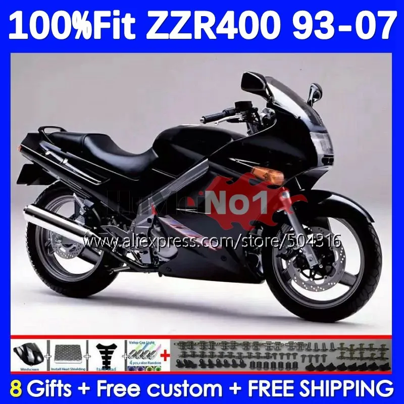 

ZZR400 For KAWASAKI NINJA ZZR 400 112MC.50 ZZR-400 1993 1994 1995 1996 1997 1998 1999 00 01 02 03 05 06 07 Fairing flat black