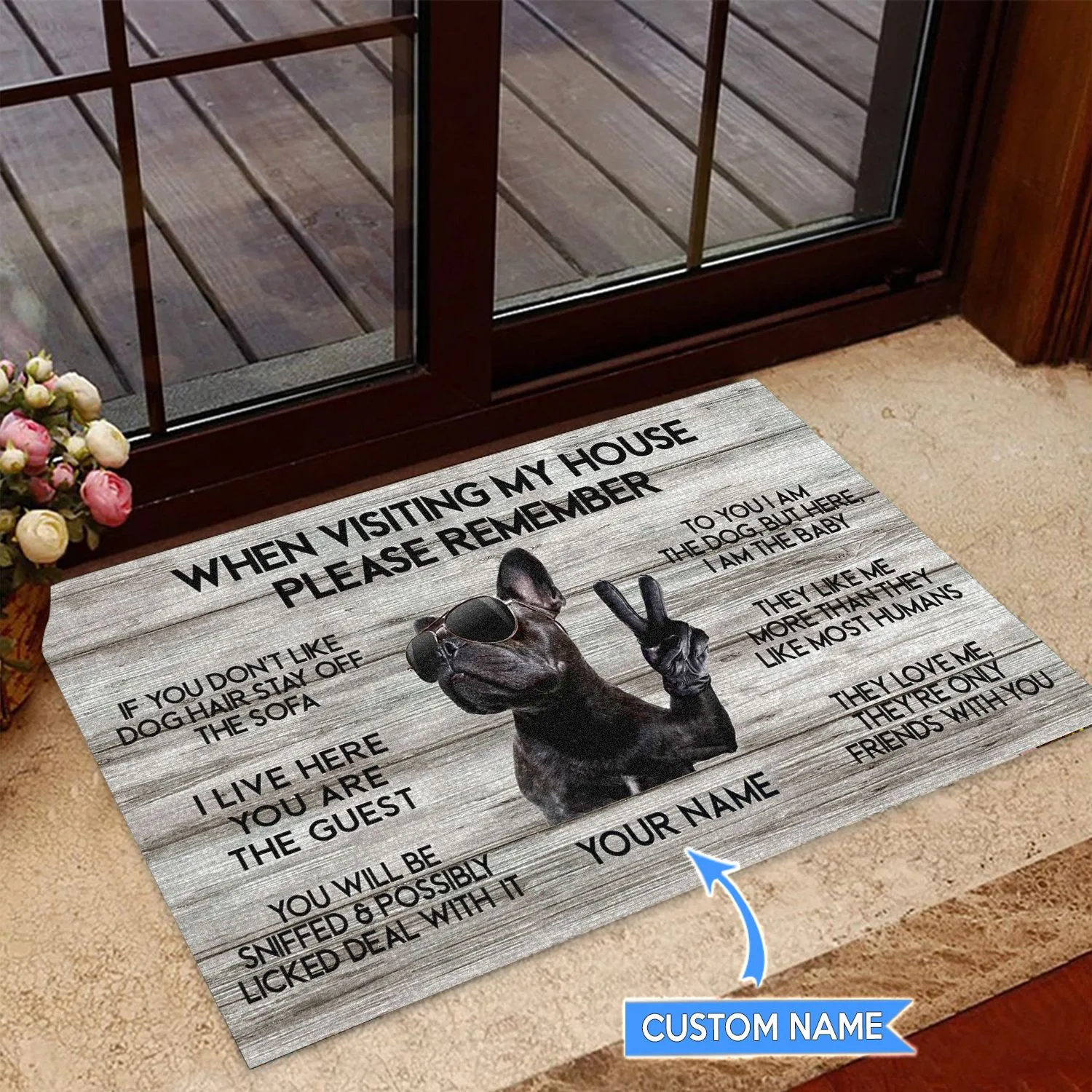 

Personalized Name Dog Welcome Flannel Doormat Funny Porch Rug Mats Floor Carpet 3D Indoor Outdoor Doormat Non-slip Style-2