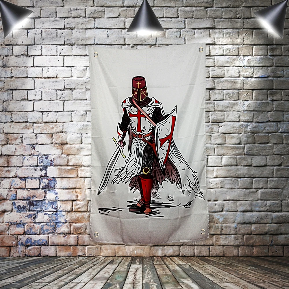 

Knight Templar Poster Flag Banner Polyester Wall Art Canvas Painting, Hang on the wall 4 grommets Custom Flag Indoor Decoration