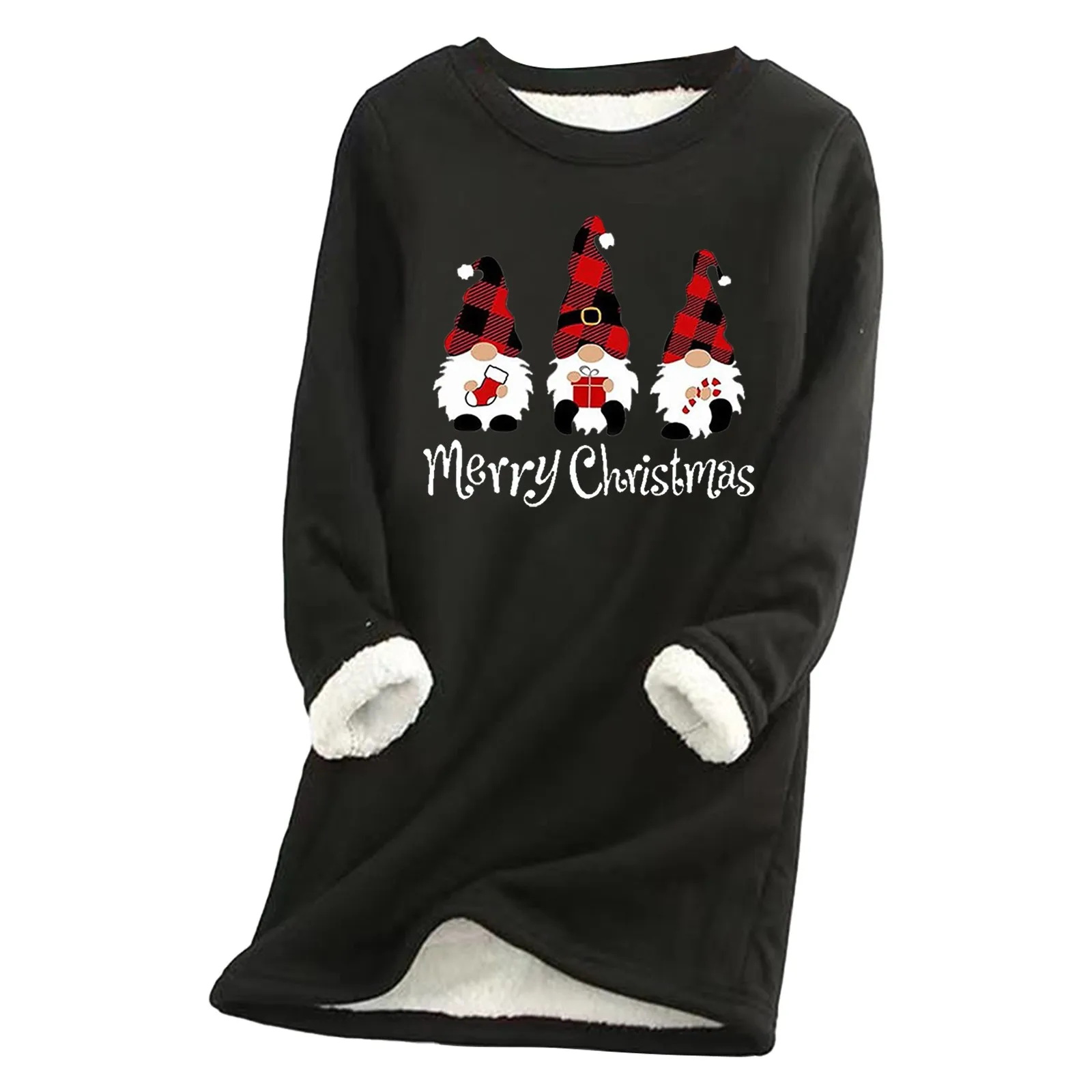 

2023 Christmas Sweatshirt Autumn And Winter New Fleece Warm Bottoming Shirt Christmas Printed Female Xmas Santa Hoodies
