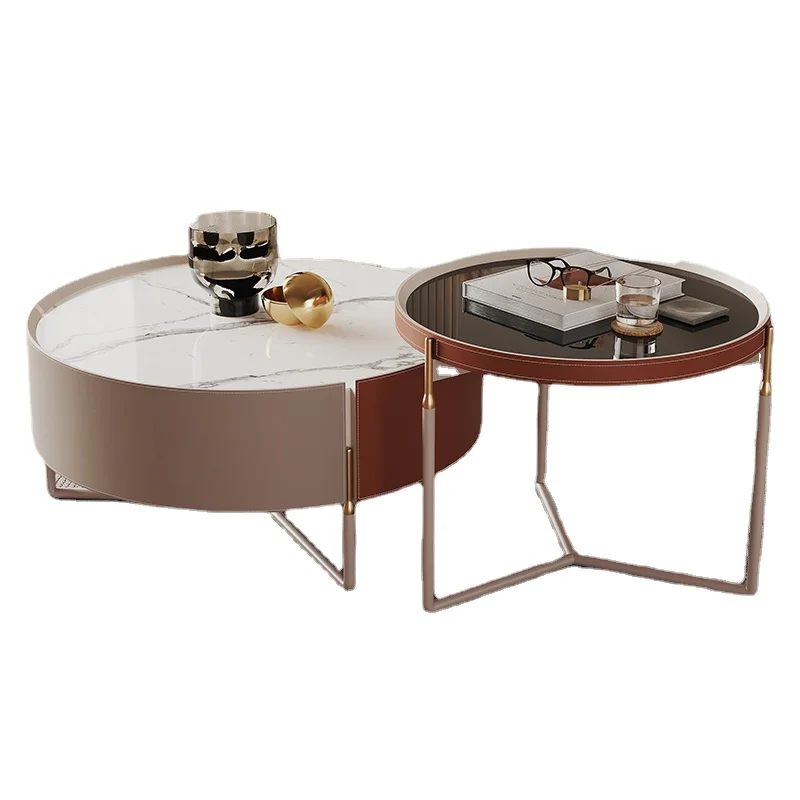 

Круглый журнальный столик размера Xl, минималистичный итальянский столик для гостиной с каменной тарелкой, телевизионный шкаф