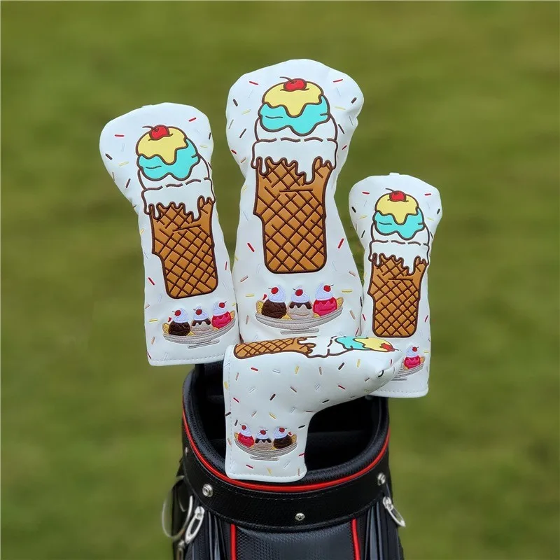 Golf club head cover set head cover fairway mixed wood cover leather cover for mixed fairway Putter Headcovers Ice cream