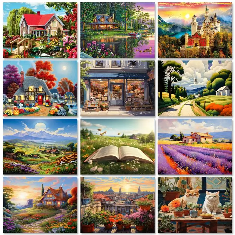 GATYZTORY алмазная живопись оформление стен с цветочной вышивкой для дома