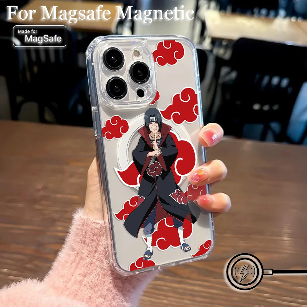 Фото Магнитный чехол для телефона Magsafe в Японии HotAnime для Narutos iPhone 16, 15, 14, 13, 12, 11, 8, 7 Plus Pro Max X XR XSMax, мягкий прозрачный чехол из ТПУ №3