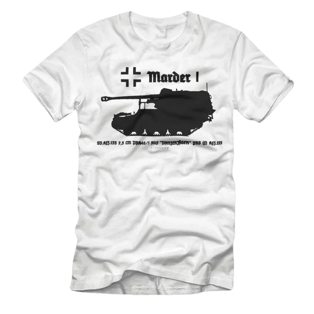 Фото Marder I Panzer Panzer Gehger SdKfz 135 7, 5 см Футболка Pak PrS f Beutepanzer. Летняя хлопковая мужская футболка с коротким рукавом и круглым вырезом, новая №1