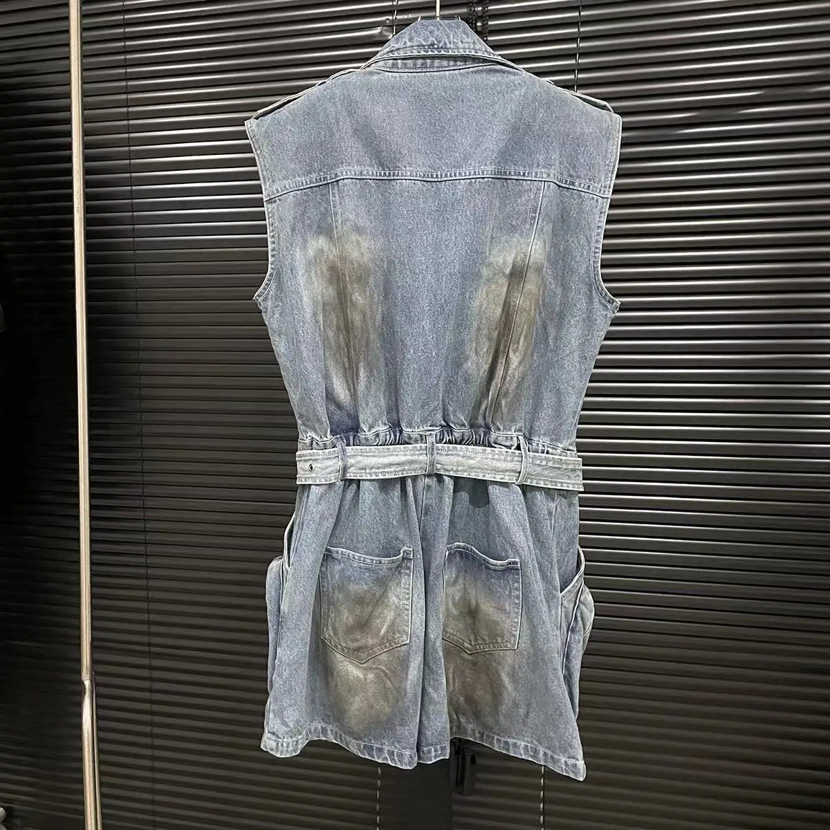 Джинсовый комбинезон-карго комбинезон на молнии с множеством карманов