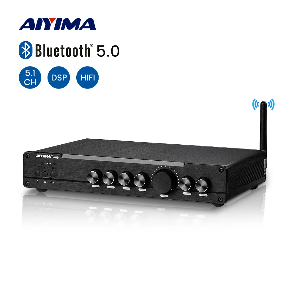 

AIYIMA 100W Power Amplifier Surround Audio Amp HiFi Bluetooth 5.0 Subwoofer Amplifier APTX DSP COA OPT 5.1 Home Theater A09