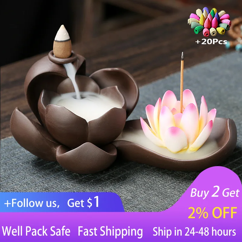 

Purple sand bergamot sandalwood backflow incense burner Zen incense burner Home incense burner Incense path creative decoration