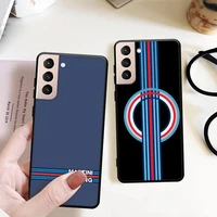 martini racing horizontal stripe phone case for samsung s22 s21 s20 ultra pro plus s10 s9 s8 note 20 10ultra phone bumper covers