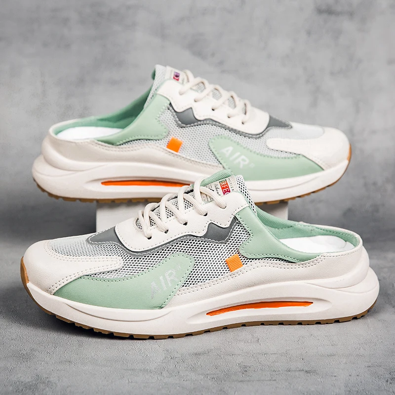 Мужские летние полутапочки 2024 дышащая сетчатая мужская обувь Уличная