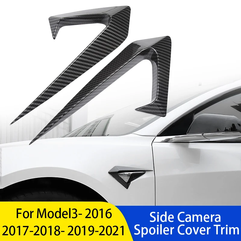 

Обложка спойлера ДЛЯ боковой камеры автомобиля, отделка для Tesla Model 3, углеродное волокно ABS 2 шт./компл., автомобильные аксессуары, внешняя защ...